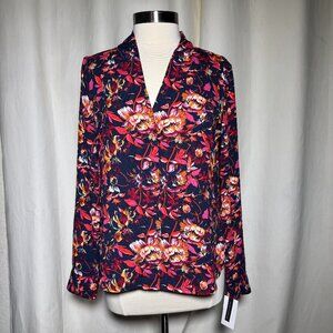 HALOGEN Floral Long Button Up